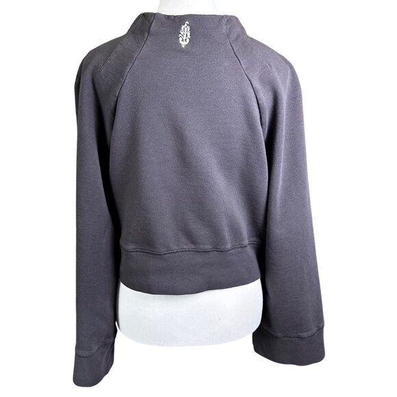 Free people Womens Cropped Sweatshirt Sz M The Class Shanti Top Raglan Sleeves - Picture 2 of 10